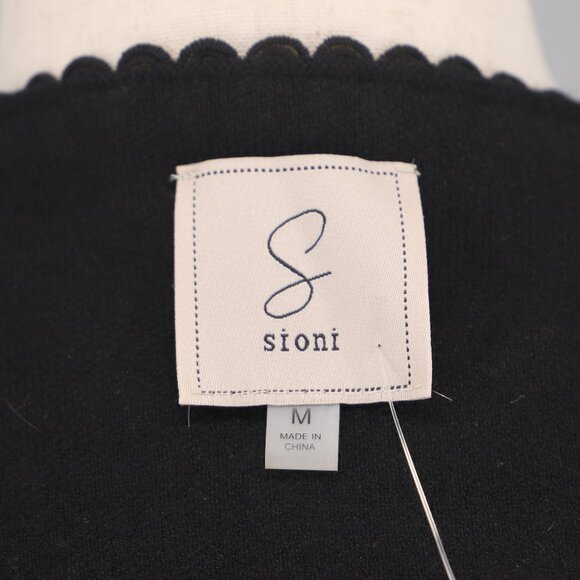 NWT SIONI Faux Double Breasted Scalloped Short Open Jacket Black Size M - Picture 10 of 12